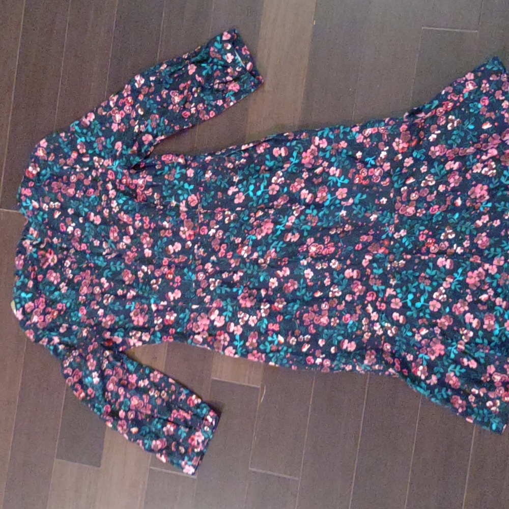 Joules pink and blue floral dress size 6 ruffle bottom - Picture 5 of 5